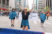 Broadcaster Gail Porter led this year's Tartan Day parade in New York City. Picture: Martin McAdam