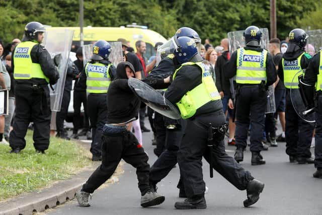 Scenes outside of The Holiday Inn in Rotherham where asylum seekers and immigrants are housed. Picture: Lee McLean/SWNS