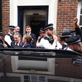 Labour Party leader Keir Starmer (centre) leaves Chatham House after delivering his speech. Picture: Peter Nicholls/Getty Images