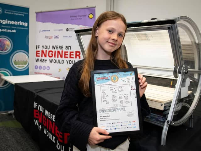 Libby, the ProtoPupil, with The Bench Bed prototype brought to life by The University of Edinburgh