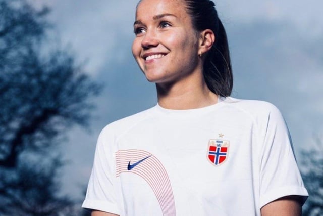 The away kits really are stealing the show at Euro 2022, and this time it's the solid white Norway change shirt, modelled here by Guro Reiten. The single flick of colour alongside the left hand side could have been a real error, but it gives it another difference to stand out amongst similar designs. A winner.