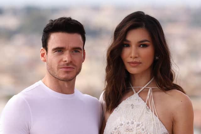 In East Side Voices, actress Gemma Chan, seen with Eternals co-star Richard Madden, writes about how she learned that her father was paid less than British counterparts when he was in the Merchant Navy (Picture: Vittorio Zunino Celotto/Getty Images)