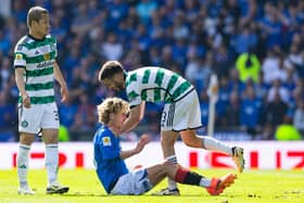 Celtic's Greg Taylor and Rangers' Todd Cantwell come together during the Scottish Gas Scottish Cup final at Hampden Park. (Photo by Craig Foy / SNS Group)