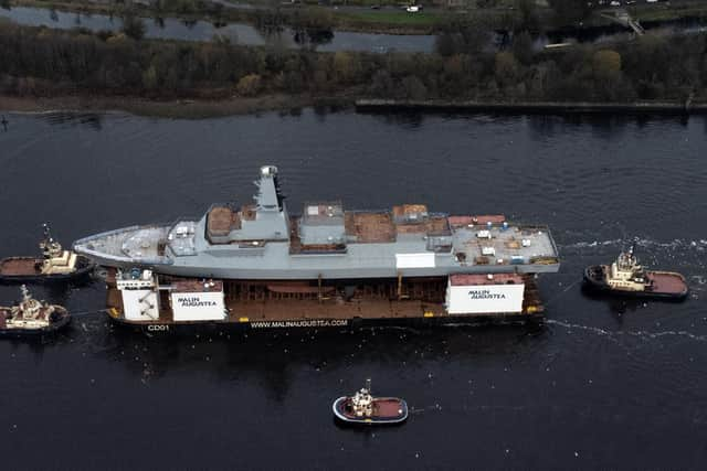 The first of the Royal Navy's new Type 26 frigates is due to enter the water for the first time. Picture: John Devlin