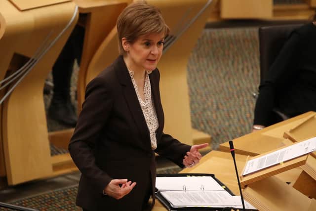 Nicola Sturgeon delivers an update on the coronavirus pandemic at the Scottish Parliament on Monday