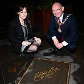 Nicola Benedetti's handprints can now be seen outside the City Chambers after she was recognised with the Edinburgh Award. Picture: Greg Macvean