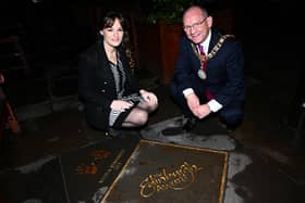 Nicola Benedetti's handprints can now be seen outside the City Chambers after she was recognised with the Edinburgh Award. Picture: Greg Macvean