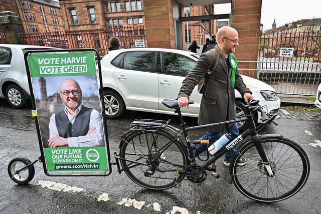 Scottish Green Party co-leader Patrick Harvie shows how to campaign in an environmentally friendly way (Picture: Jeff J Mitchell/Getty Images)