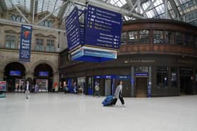 A quiet Glasgow Central Station, as members of the Rail, Maritime and Transport union begin their nationwide strike in a bitter dispute over pay, jobs and conditions. Picture date: Tuesday June 21, 2022. PA Photo. See PA story INDUSTRY Rail. Photo credit should read: Andrew Milligan/PA Wire 
