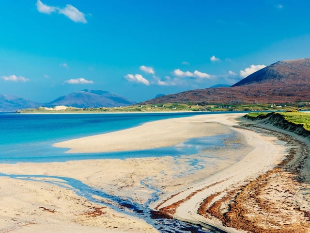 White sand, crystal-clear waters and a mountain backdrop combine to make this beach in the Outer Hebrides one of the most stunning in Scotland and one that is consistently ranked among the best in the world