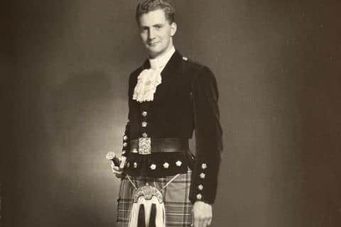 Diarmaid as a young man in his father’s kilt and doublet