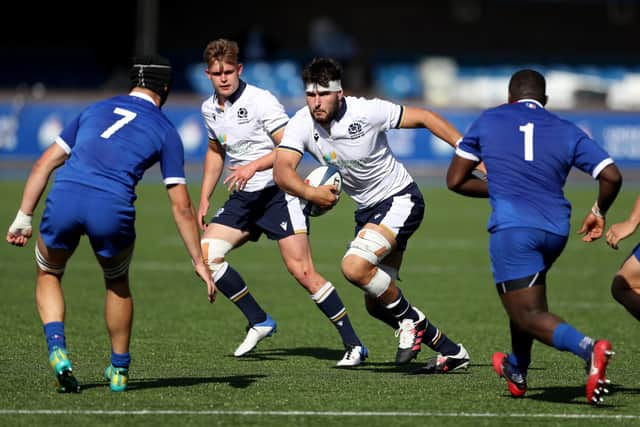 Scotland’s Alex Samuel in action against France during the Under-20s Six Nations. He is part of the academy intake for next season and will play for Ayrshire Bulls in Super6.