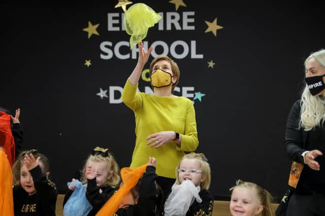 First Minister Nicola Sturgeon visits Empire School of Dance ahead of a by-election on May 12, 2021 in Airdrie. Picture: Russell Cheyne - Pool/Getty Images