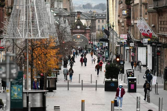 A quiet Buchanan Street in Glasgow on Black Friday