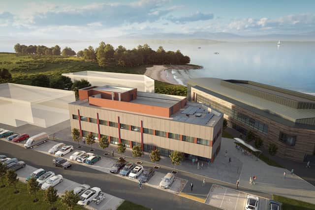 A computer-generated image of the new building, which is expected to complete in late 2025 and will be called Camas House. Picture: contributed.