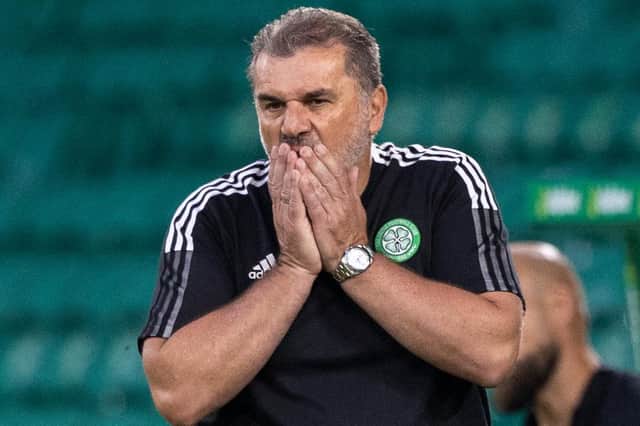 Celtic manager Ange Postecoglou shows his frustrations on an evening that delivered more with the 1-1 draw in the Champions League qualifier than was anticipated against FC Midtjylland. (Photo by Craig Williamson / SNS Group)