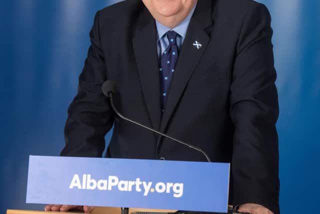 ALBA party leader and former First Minister of Scotland, Alex Salmond speaks during the launch of ALBA's national campaign during which a new 'Declaration for Scotland' was announced, in Ellon, Aberdeenshire