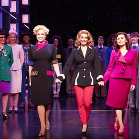 Natalie McQueen as Doralee Rhodes, Louise Redknapp as Violet Newstead and Amber Davies as Judy Bernly in 9 to 5