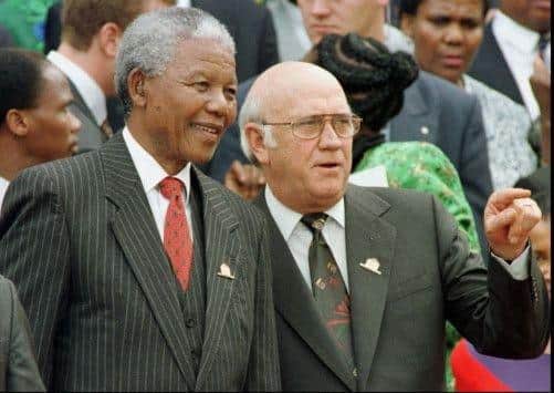 FW de Klerk was a co-recipient of the 1993 Nobel Peace Prize with Nelson Mandela. Picture: AP