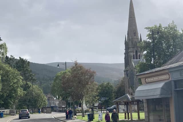 Ballater on Deeside fell quiet on Monday as the funeral of Elizabeth II got underway in London. PIC: Contributed.
