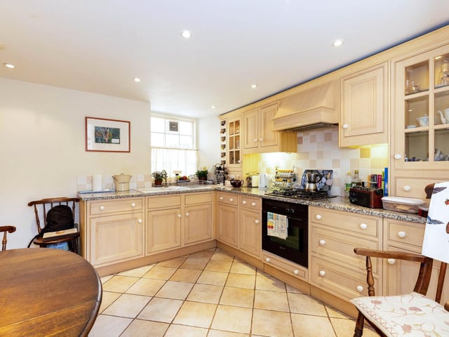 Interior: The house’s open-plan living and dining space is generously proportioned and benefits from high ceilings with exposed beams. A mezzanine level sits above a lounge and separate kitchen with dining area. Two bedrooms are found upstairs.
Exterior: The detached garden has a handy store and summerhouse, and it is situated on the corner of Loudens Close and the adjacent Lade Brae.
Contact: Rettie & Co.