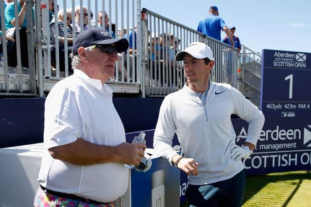 Scottish Golf chairman Martin Gilbert, pictured with Rory McIlroy during the 2017 AAM Scottish Open at Dundonald Links, felt a positive tone at the governing body's annual meeting in Fife. Picture: Gregory Shamus/Getty Images.