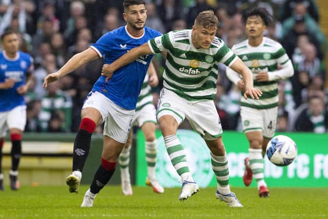 Rangers striker Antonio Colak battles with Celtic defender Carl Starfelt in the last Old Firm clash at Celtic Park in September.  (Photo by Alan Harvey / SNS Group)