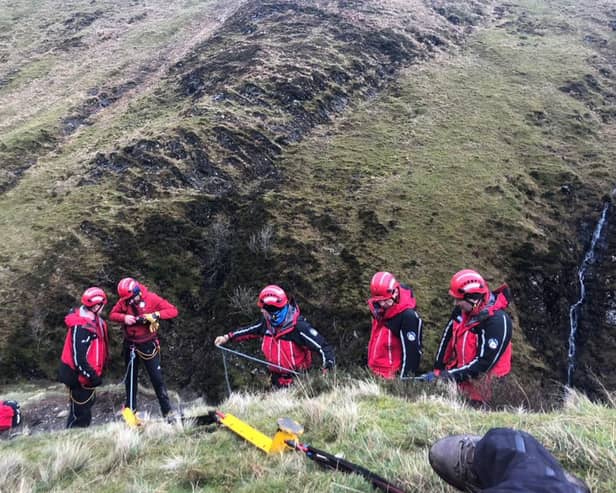 Moffat Mountain Rescue Team were called after a man lost his footing and fell into the burn at the Grey Mare's Tail waterfall
