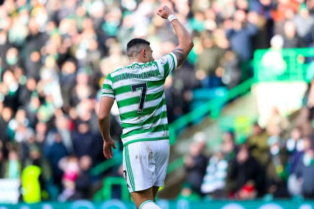 Celtic striker Giorgios Giakoumakis scored a hat-trick at the weekend.