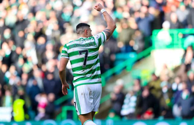 Celtic striker Giorgios Giakoumakis scored a hat-trick at the weekend.