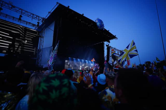 The crowd watches the Pet Shop Boys performing on The Other Stage at the Glastonbury Festival at Worthy Farm in Somerset. Picture date: Sunday June 26, 2022.