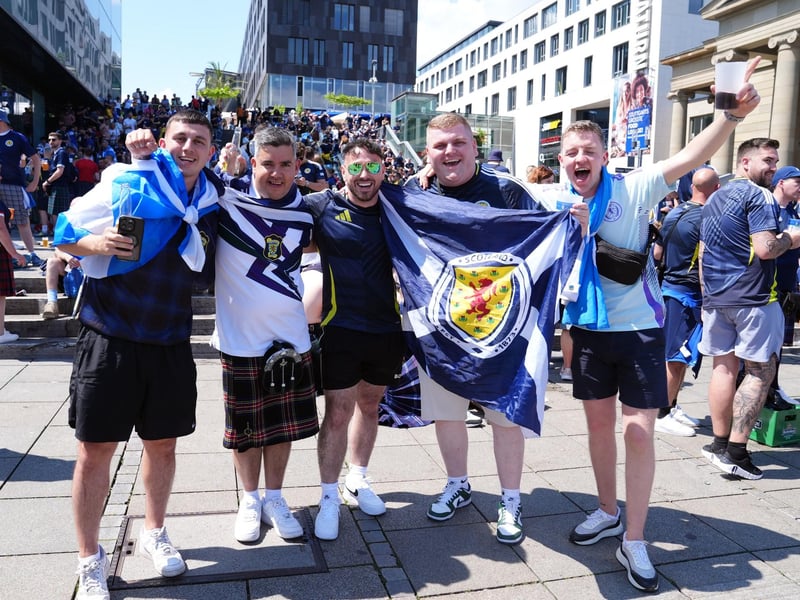 Scotland fans in Stuttgart ahead of their Euro 2024 group A game against Hungary