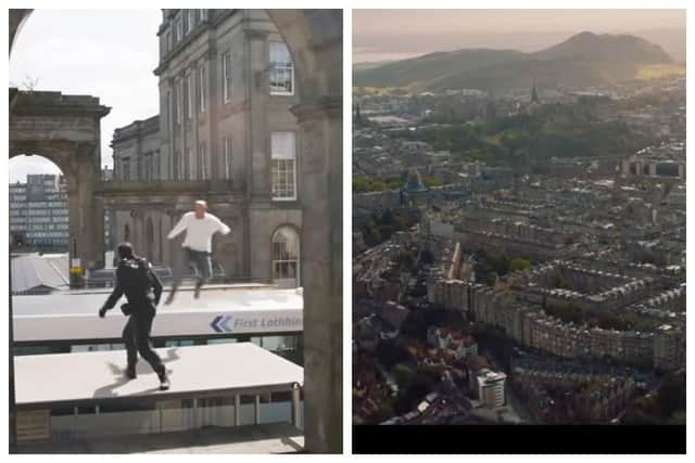 Shots of Edinburgh from the trailer for Fast and Furious 9