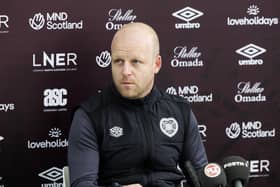 Steven Naismith speaks to the media ahead of Hearts' match against Celtic.