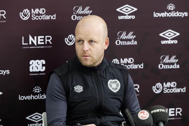 Steven Naismith speaks to the media ahead of Hearts' match against Celtic.