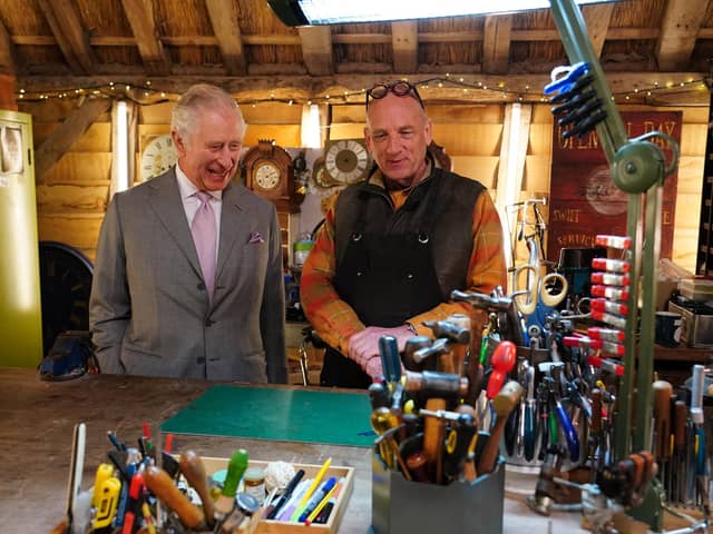 King Charles III, then Prince of Wales with Steve Fletcher (right) during a special episode of The Repair Shop as part of the BBC's centenary celebrations. Issue date: Wednesday October 26, 2022.