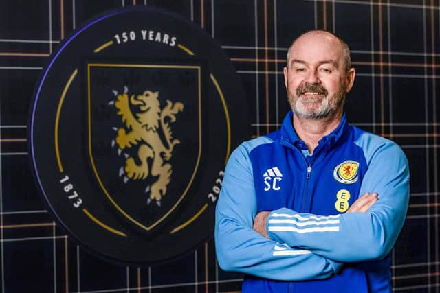 Steve Clarke is pictured at Hampden Park after signing a contract extension to remain Scotland head coach until 2026. (Photo by Craig Williamson / SNS Group