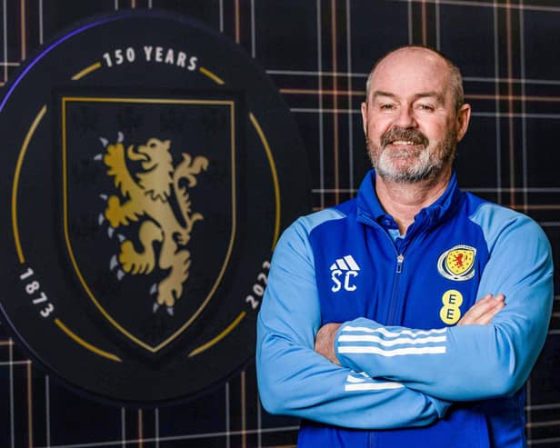 Steve Clarke is pictured at Hampden Park after signing a contract extension to remain Scotland head coach until 2026. (Photo by Craig Williamson / SNS Group