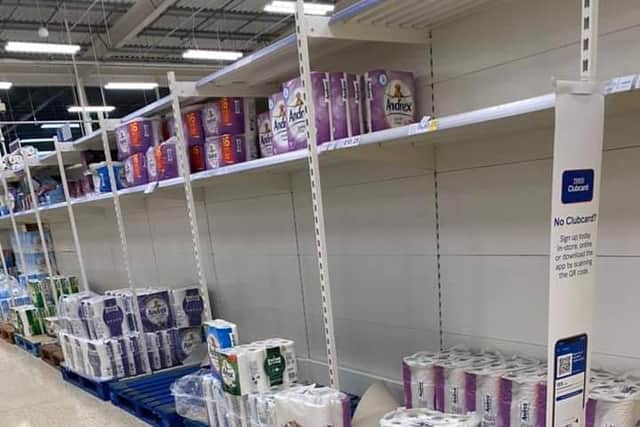 The loo paper section at a Tesco store in Musselburgh believed to have been taken this week picture: supplied