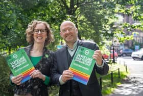 Scottish Green co-leaders Lorna Slater and Patrick Harvie unveil the policy programme at Summerhall