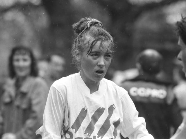 Liz McColgan, winner of the Women's section of the Kodak Glasgow Garden Festival 10km road race, May 1988.