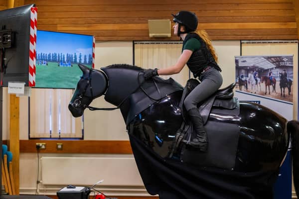 A £100,000 robot horse, dubbed RoboCob, has been teaching equestrian students how to jump at Scotland's Rural College (Chris Watt/SRUC/PA)