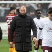 Hearts manager Robbie Neilson looks dejected after the 2-0 defeat at Motherwell. (Photo by Craig Foy / SNS Group)