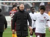 Hearts manager Robbie Neilson looks dejected after the 2-0 defeat at Motherwell. (Photo by Craig Foy / SNS Group)