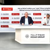 Tony Rodgers, CEO of Emtelle Group, with Abdullah Al Hameli, CEO, economic cities and free zones, AD Ports Group, at the signing of the landmark contract. Picture: contributed.