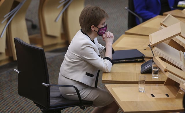 First Minister Nicola Sturgeon during First Minister's Questions at the Scottish Parliament in Holyrood, Edinburgh. Picture date: Wednesday March 24, 2021.