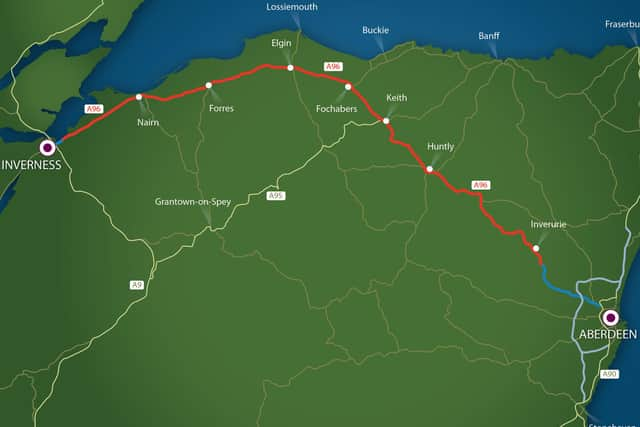 Only parts of the A96 will be dualled pending a review of its environmental impact. Picture: Transport Scotland