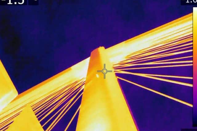A thermal imaging camera image of the Queensferry Crossing from February. Picture: BEAR Scotland