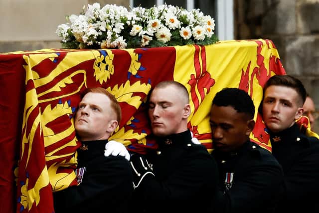 Servicemen from the The Royal Regiment of Scotland who helped carry the Queen's coffin at her lying-in-rest in Edinburgh have been awarded the Royal Victorian Medal (Silver), which recognises distinguished personal service to the monarch in the Queen's demise honours list. Picture: Alkis Konstantinidis/PA Wire