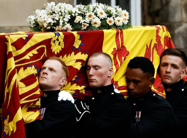 Servicemen from the The Royal Regiment of Scotland who helped carry the Queen's coffin at her lying-in-rest in Edinburgh have been awarded the Royal Victorian Medal (Silver), which recognises distinguished personal service to the monarch in the Queen's demise honours list. Picture: Alkis Konstantinidis/PA Wire